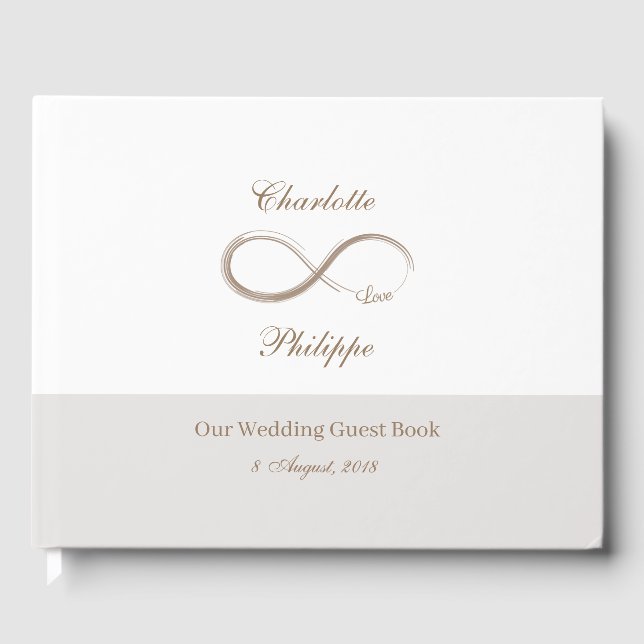 Infinity Symbol White Gray minimalist Wedding Guest Book (Front)