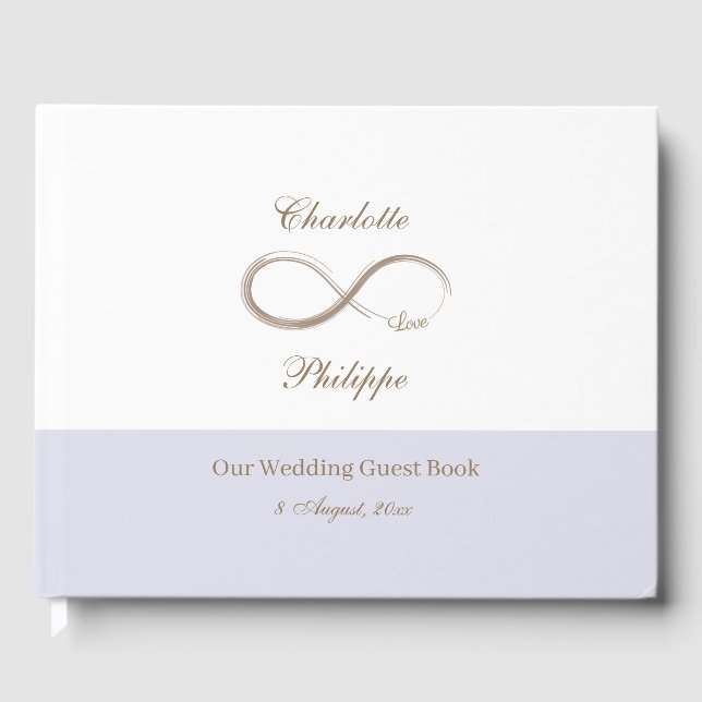 Infinity Symbol White Lilac Minimalist Wedding Guest Book (Front)