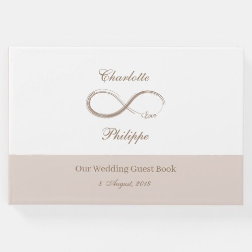 Infinity Symbol White Rose minimalist Wedding Guest Book