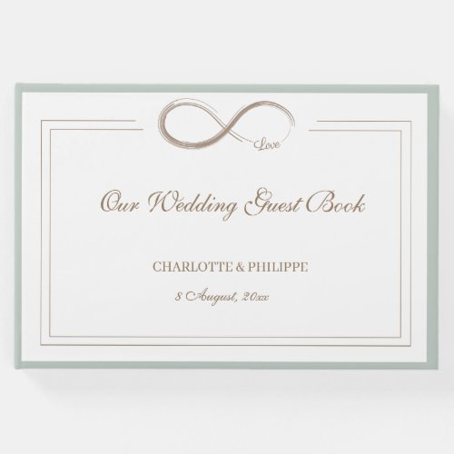 Infinity Symbol White Sage Gold Elegant Wedding Guest Book