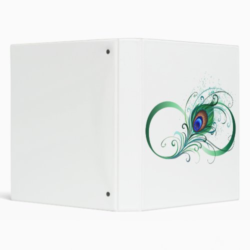 Infinity Symbol with Peacock Feather 3 Ring Binder