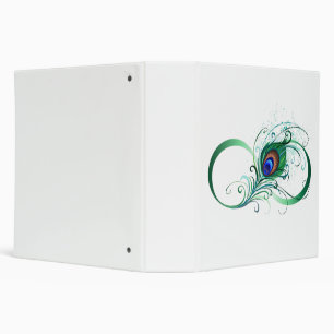 Infinity Symbol with Peacock Feather 3 Ring Binder