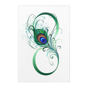 Infinity Symbol with Peacock Feather Acrylic Print