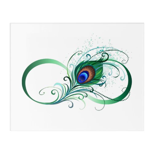 Infinity Symbol with Peacock Feather Acrylic Print