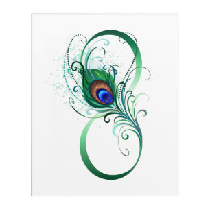 Infinity Symbol with Peacock Feather Acrylic Print