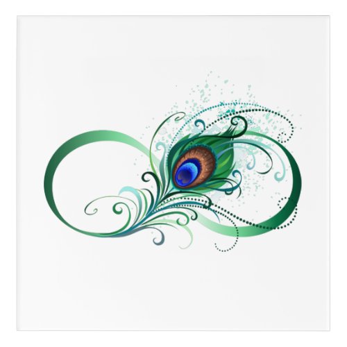 Infinity Symbol with Peacock Feather Acrylic Print