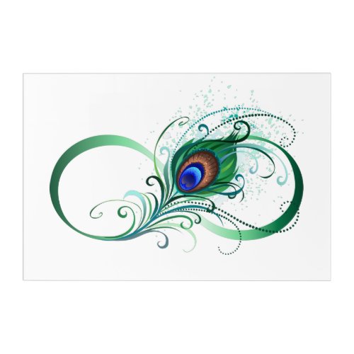 Infinity Symbol with Peacock Feather Acrylic Print