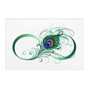 Infinity Symbol with Peacock Feather Acrylic Print