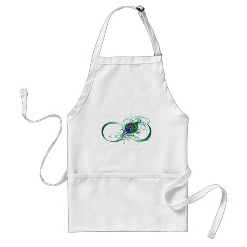 Infinity Symbol with Peacock Feather Adult Apron