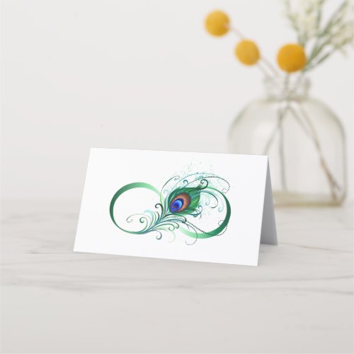 Infinity Symbol with Peacock Feather Appointment Card