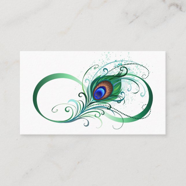 Infinity Symbol with Peacock Feather Appointment Card (Front)
