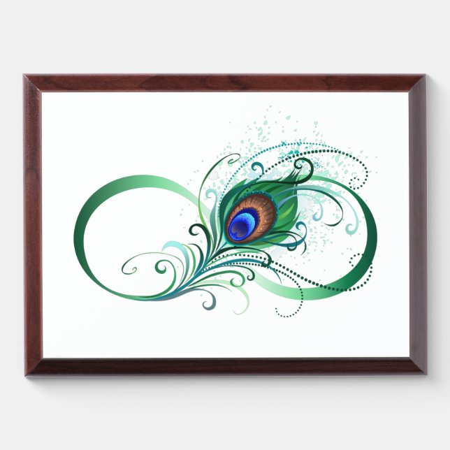 Infinity Symbol with Peacock Feather Award Plaque (Horizontal)