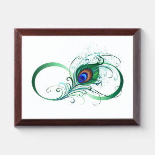 Infinity Symbol with Peacock Feather Award Plaque