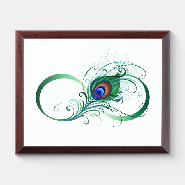 Infinity Symbol with Peacock Feather Award Plaque (Horizontal)