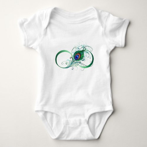 Infinity Symbol with Peacock Feather Baby Bodysuit