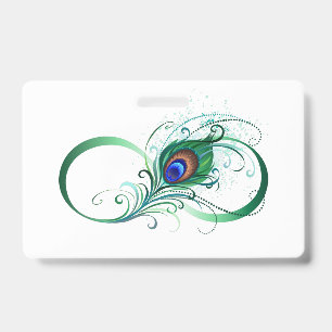 Infinity Symbol with Peacock Feather Badge