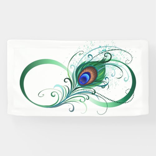 Infinity Symbol with Peacock Feather Banner