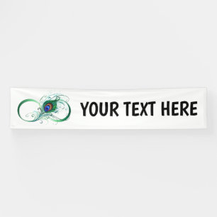 Infinity Symbol with Peacock Feather Banner
