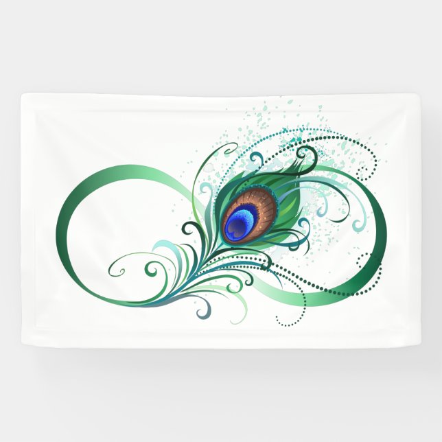 Infinity Symbol with Peacock Feather Banner (Horizontal)