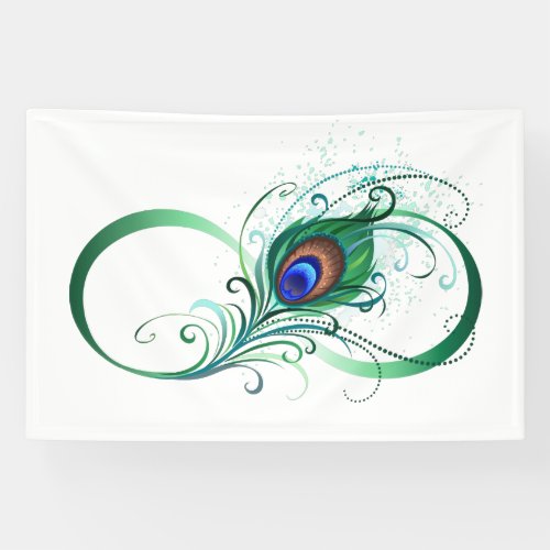 Infinity Symbol with Peacock Feather Banner