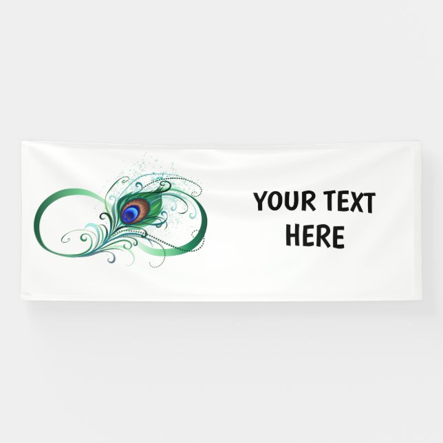 Infinity Symbol with Peacock Feather Banner (Horizontal)