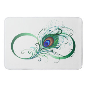 Infinity Symbol with Peacock Feather Bath Mat