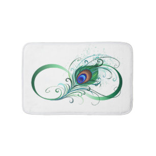 Infinity Symbol with Peacock Feather Bath Mat