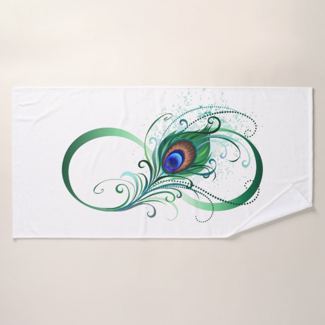 Infinity Symbol with Peacock Feather Bath Towel (Bath Towel)
