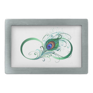 Infinity Symbol with Peacock Feather Belt Buckle