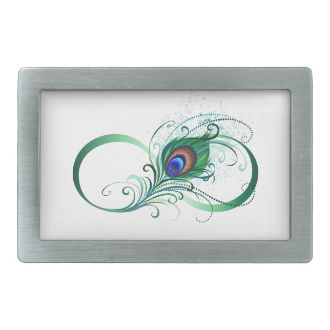 Infinity Symbol with Peacock Feather Belt Buckle (Front)