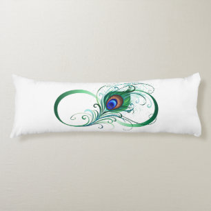 Infinity Symbol with Peacock Feather Body Pillow