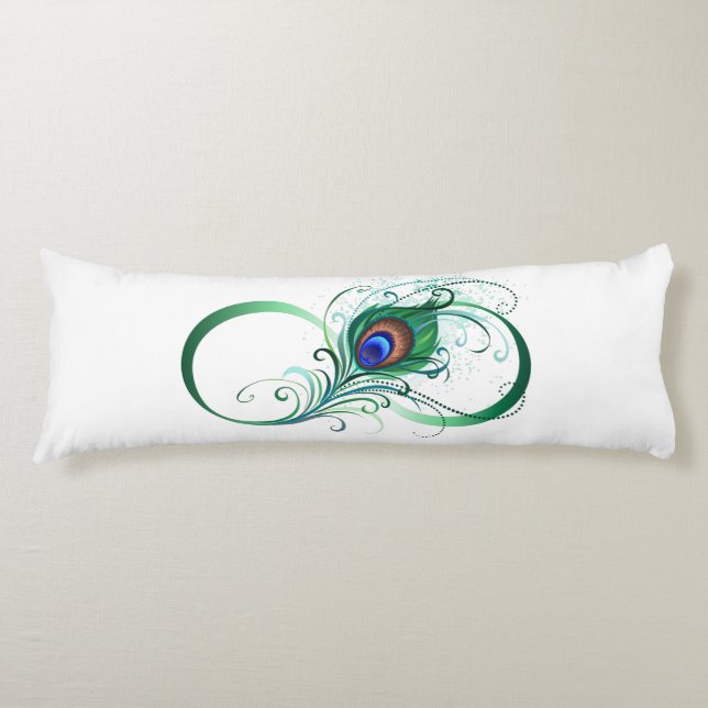 Infinity Symbol with Peacock Feather Body Pillow (Front)