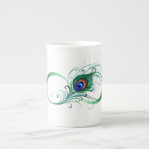 Infinity Symbol with Peacock Feather Bone China Mug