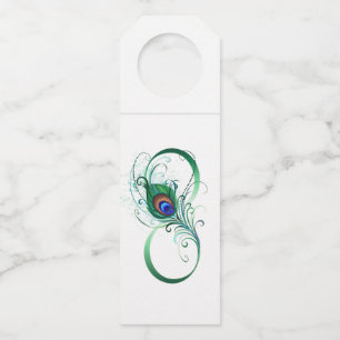 Infinity Symbol with Peacock Feather Bottle Hanger Tag