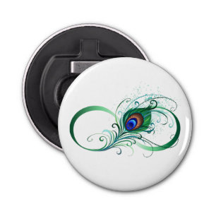 Infinity Symbol with Peacock Feather Bottle Opener