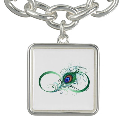 Infinity Symbol with Peacock Feather Bracelet