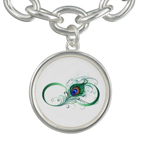 Infinity Symbol with Peacock Feather Bracelet