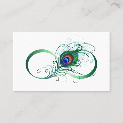 Infinity Symbol with Peacock Feather Business Card