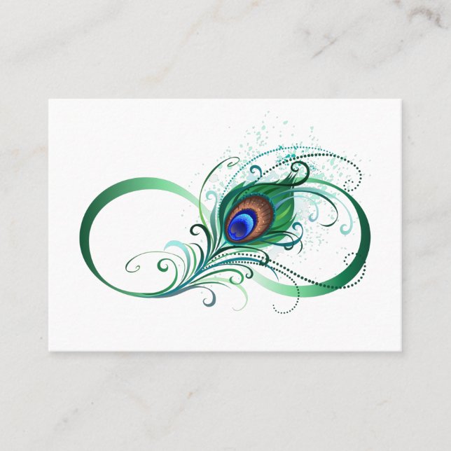 Infinity Symbol with Peacock Feather Business Card (Front)
