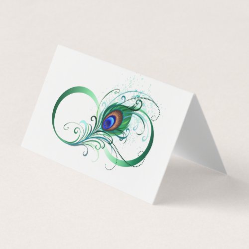 Infinity Symbol with Peacock Feather Business Card