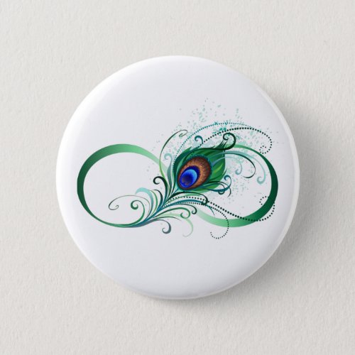 Infinity Symbol with Peacock Feather Button