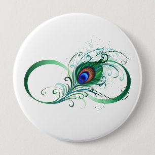 Infinity Symbol with Peacock Feather Button