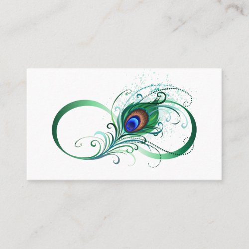 Infinity Symbol with Peacock Feather Calling Card