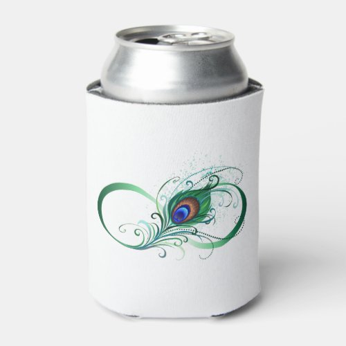 Infinity Symbol with Peacock Feather Can Cooler