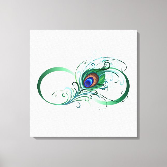 Infinity Symbol with Peacock Feather Canvas Print (Front)