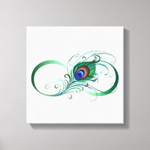 Infinity Symbol with Peacock Feather Canvas Print