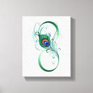 Infinity Symbol with Peacock Feather Canvas Print