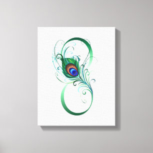 Infinity Symbol with Peacock Feather Canvas Print