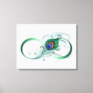 Infinity Symbol with Peacock Feather Canvas Print