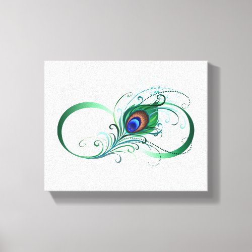 Infinity Symbol with Peacock Feather Canvas Print